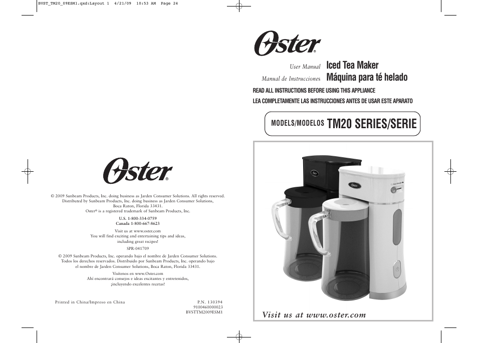 Oster TM20 User Manual | 12 pages