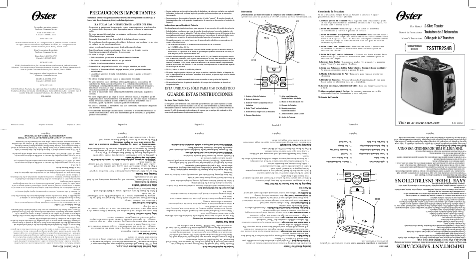 Oster 141365 User Manual | 2 pages