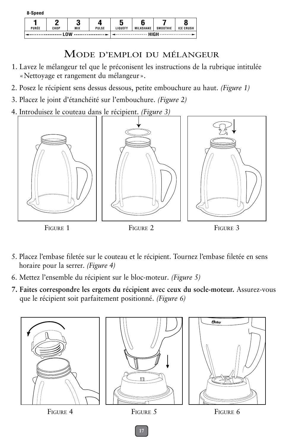 Emploi | Oster BCAGO8 User Manual | Page 17 / 24