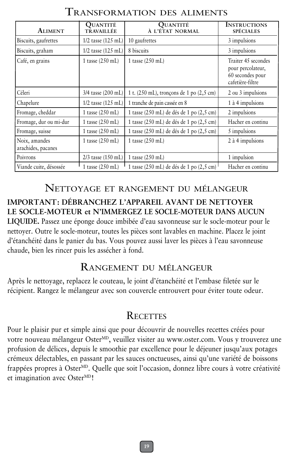 Oster BCAGO8 User Manual | Page 19 / 24