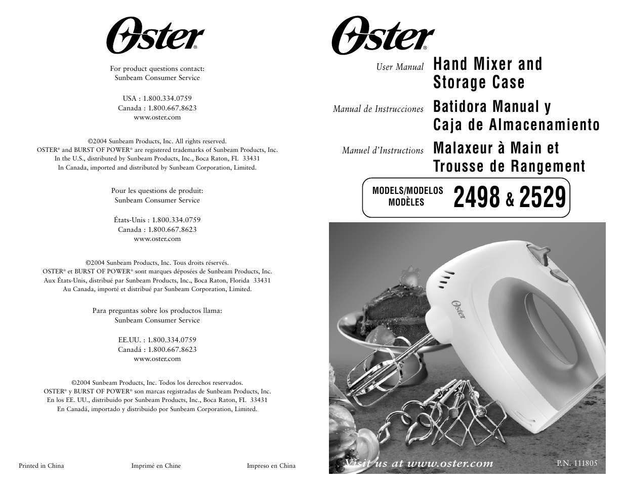 Oster 2529 User Manual | 12 pages