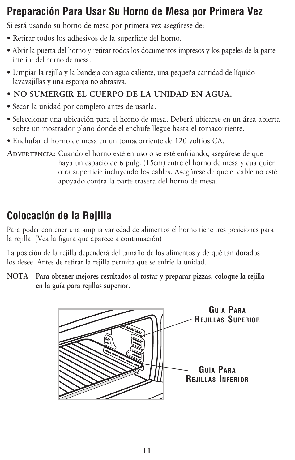 Colocación de la rejilla | Oster 128263 User Manual | Page 11 / 16