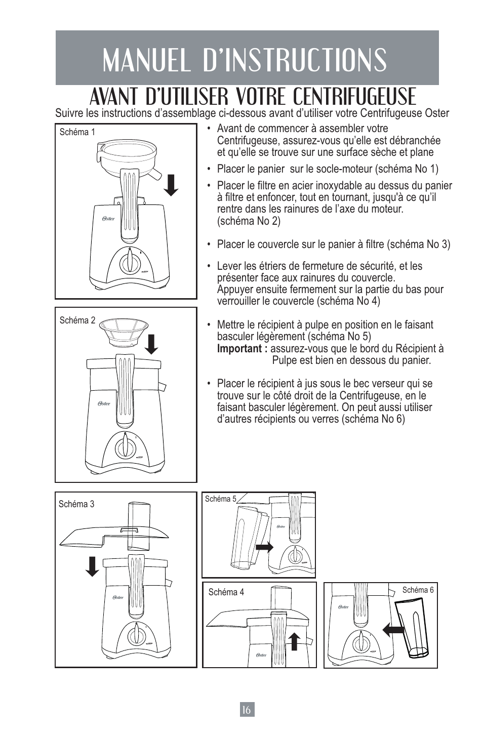 Manuel d’instructions, Avant d’utiliser votre centrifugeuse | Oster Juice Extractor 3157 User Manual | Page 17 / 52