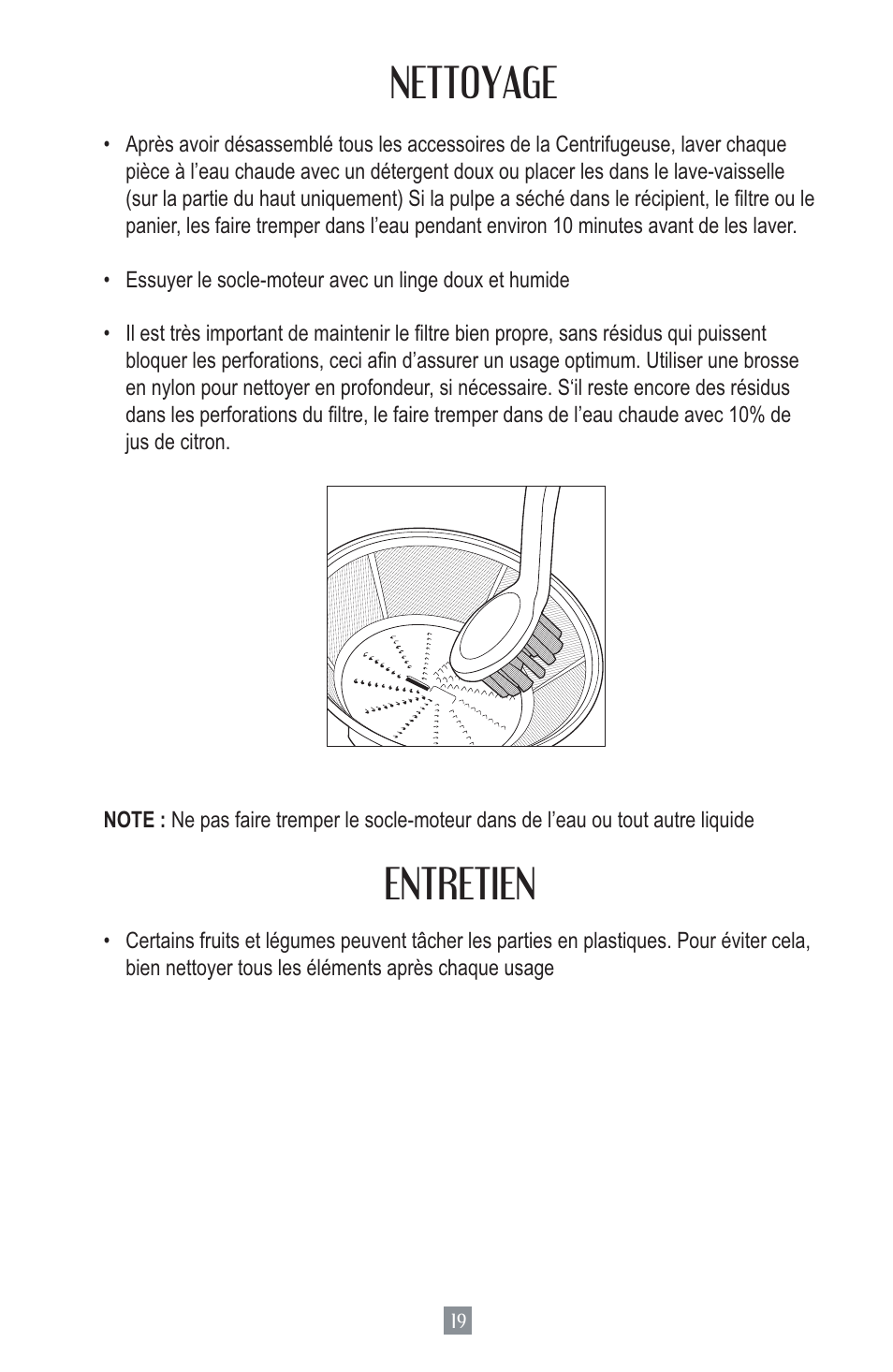 Nettoyage, Entretien | Oster Juice Extractor 3157 User Manual | Page 20 / 52