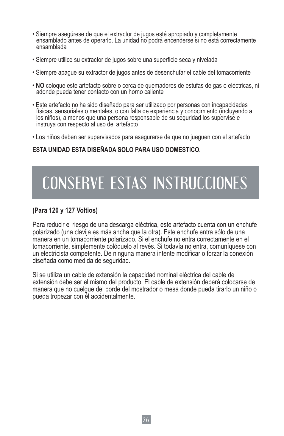 Conserve estas instrucciones | Oster Juice Extractor 3157 User Manual | Page 27 / 52