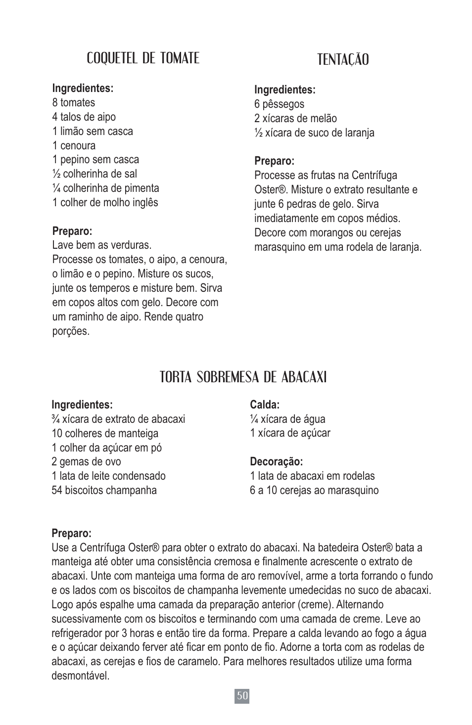 Oster Juice Extractor 3157 User Manual | Page 50 / 52