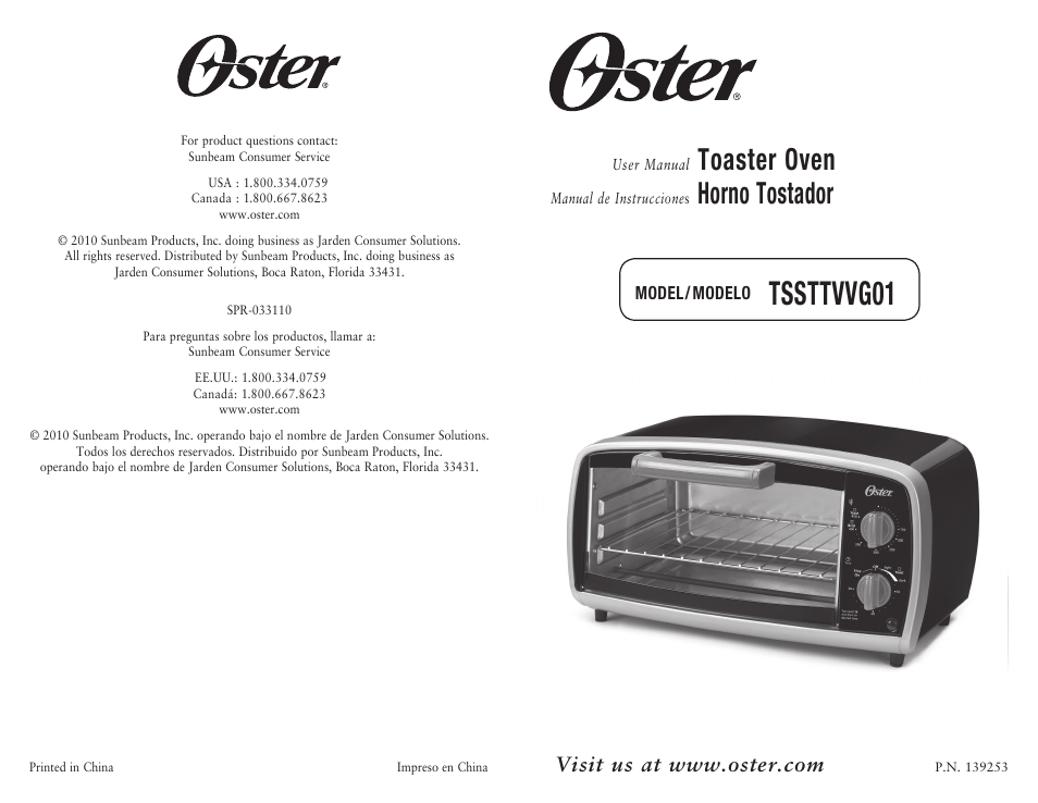 Oster SPR-033110 User Manual | 6 pages