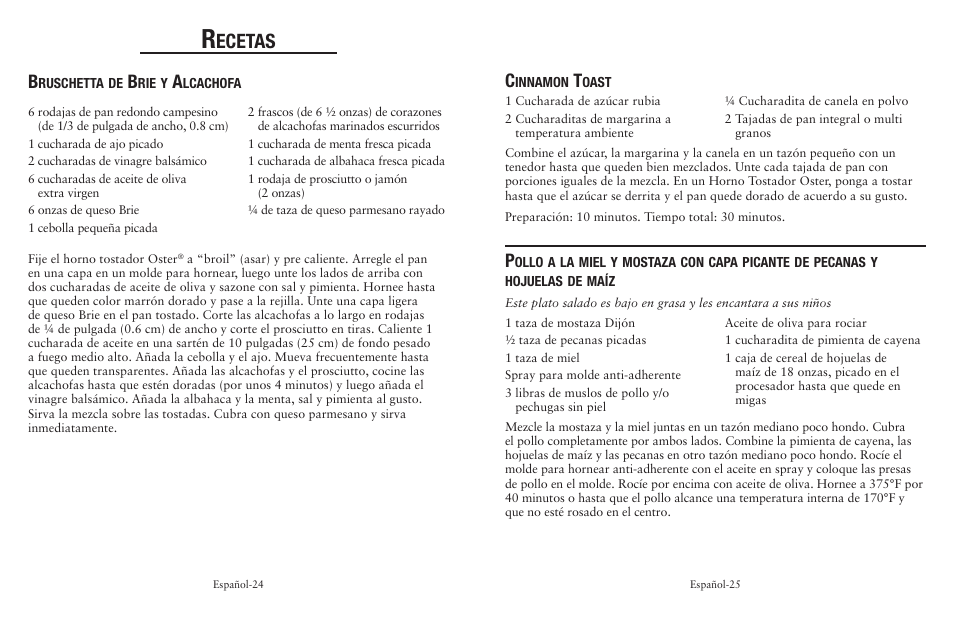 Ecetas | Oster 139214 User Manual | Page 13 / 16