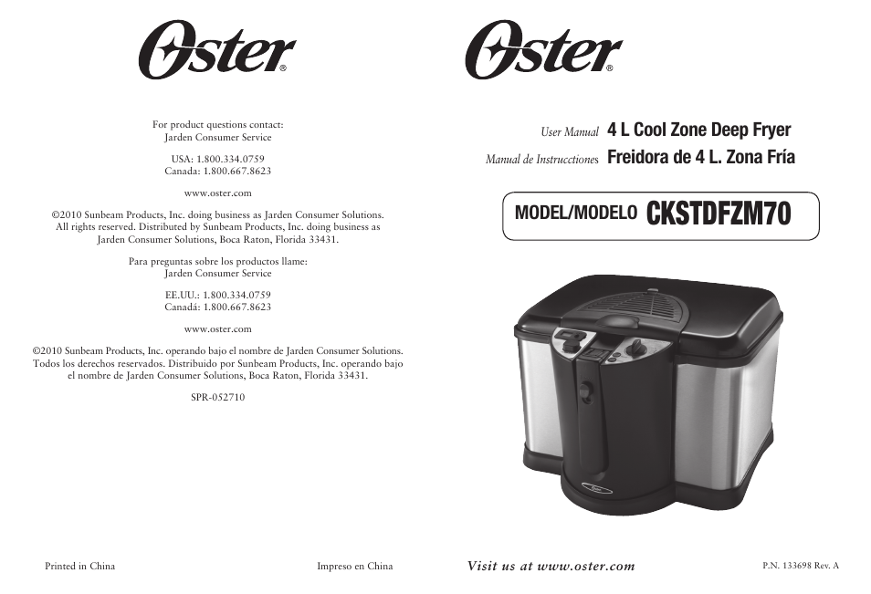 Oster CKSTDFZM70 User Manual | 12 pages