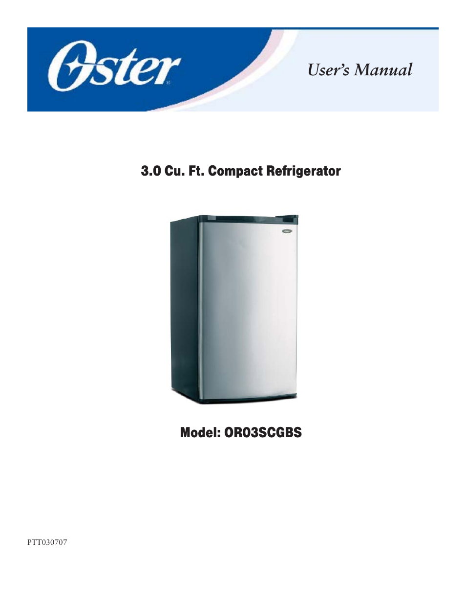 Oster OR03SCGBS User Manual | 9 pages