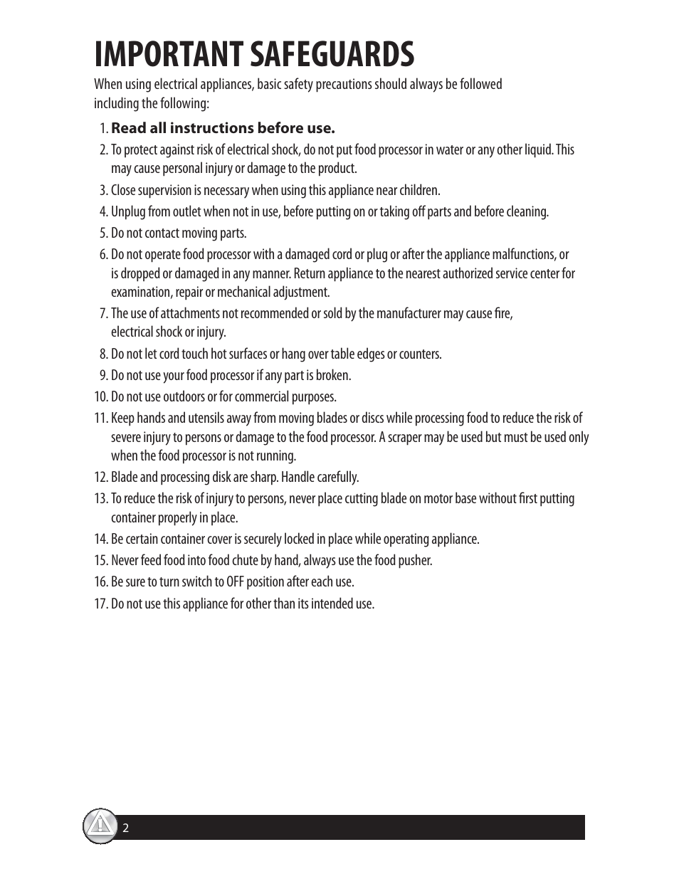 Important safeguards | Oster FPSTFP4250 User Manual | Page 2 / 28