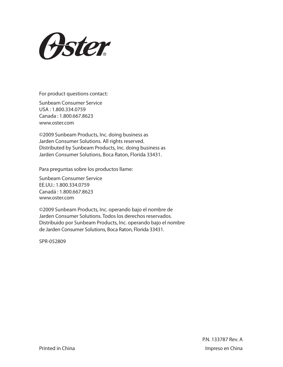 Oster FPSTFP4250 User Manual | Page 28 / 28