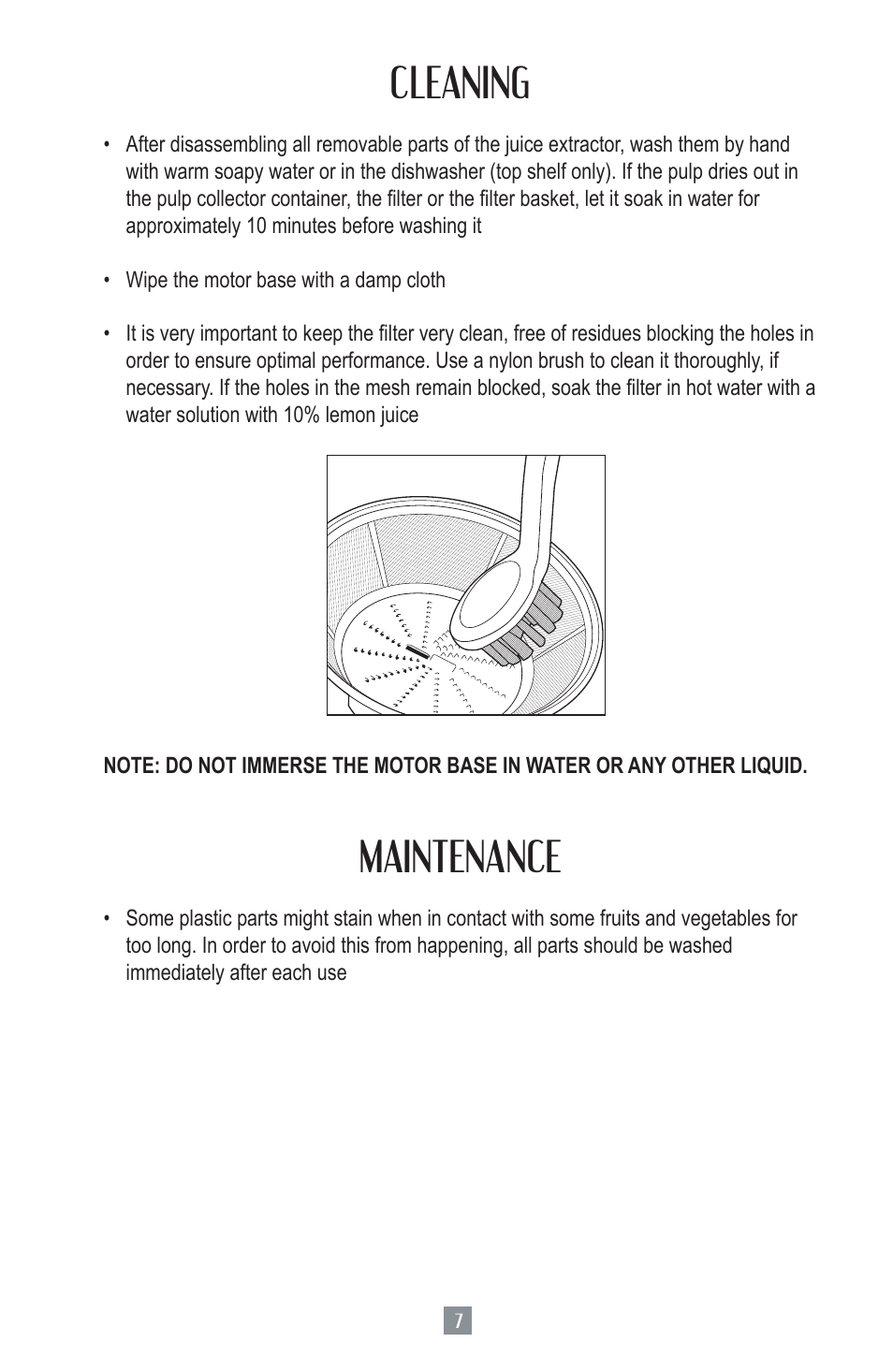 Cleaning, Maintenance | Oster 124828 User Manual | Page 8 / 26