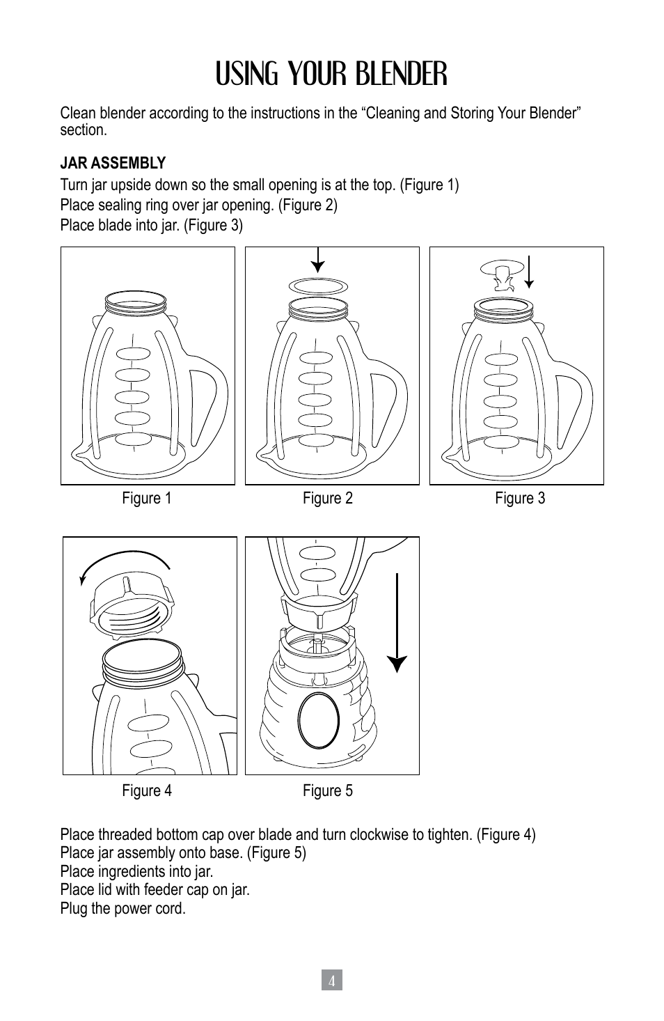Using your blender | Oster BPST02-B-050 User Manual | Page 5 / 34
