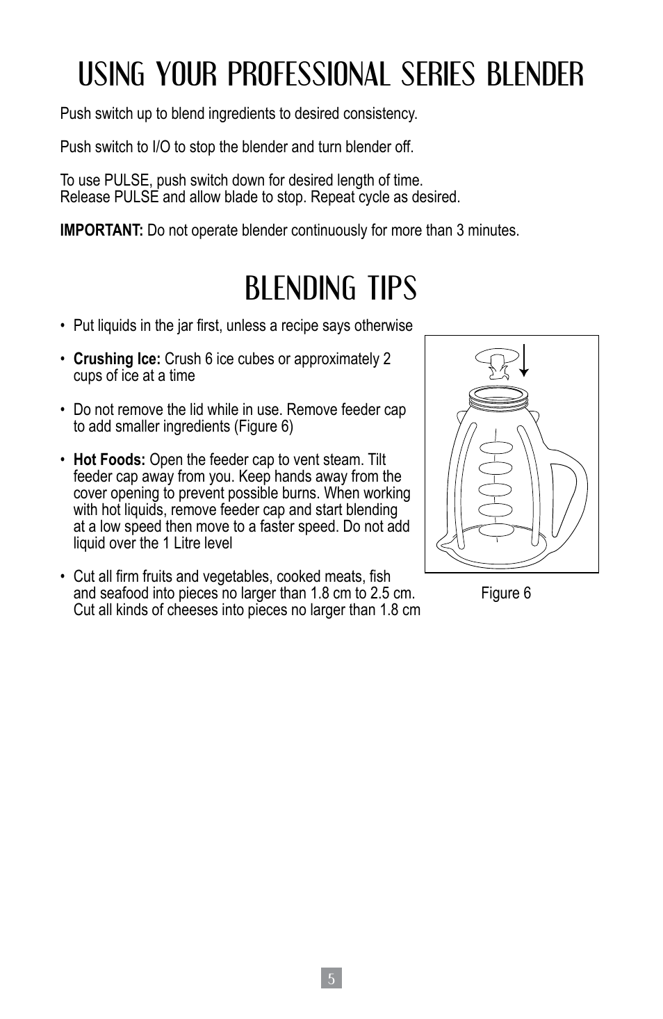 Using your professional series blender, Blending tips | Oster BPST02-B-050 User Manual | Page 6 / 34