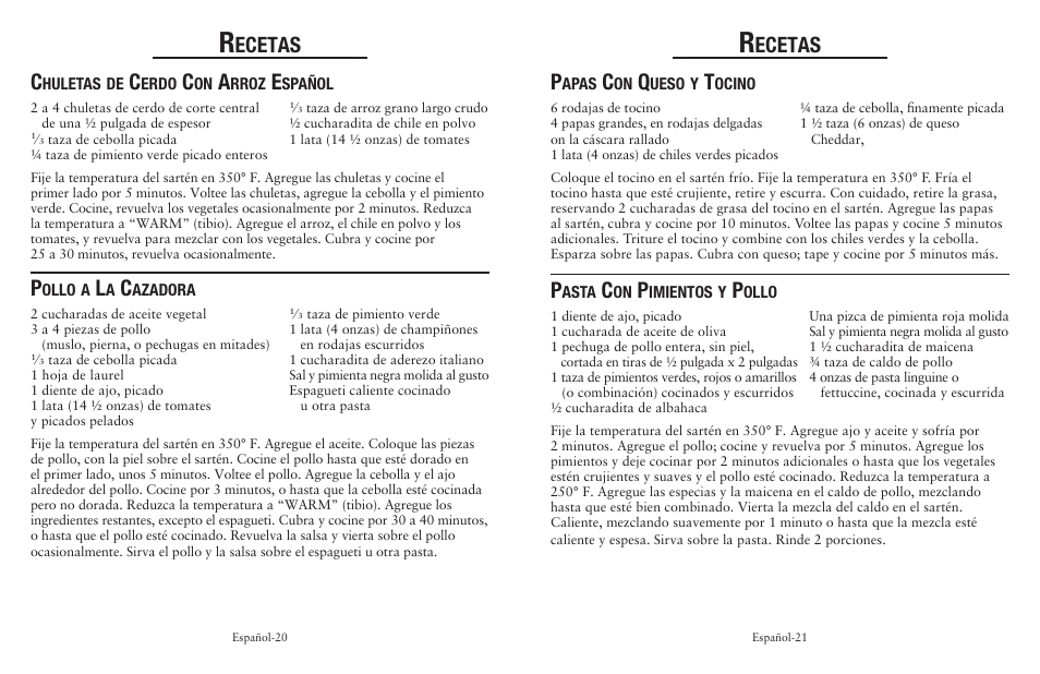 Ecetas | Oster Cookware User Manual | Page 11 / 14