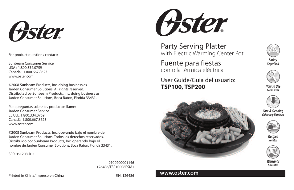 Oster TSP100 User Manual | 16 pages