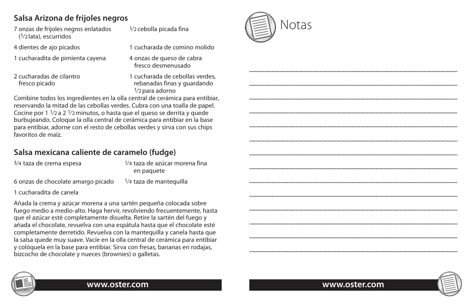 Notas | Oster TSP100 User Manual | Page 15 / 16