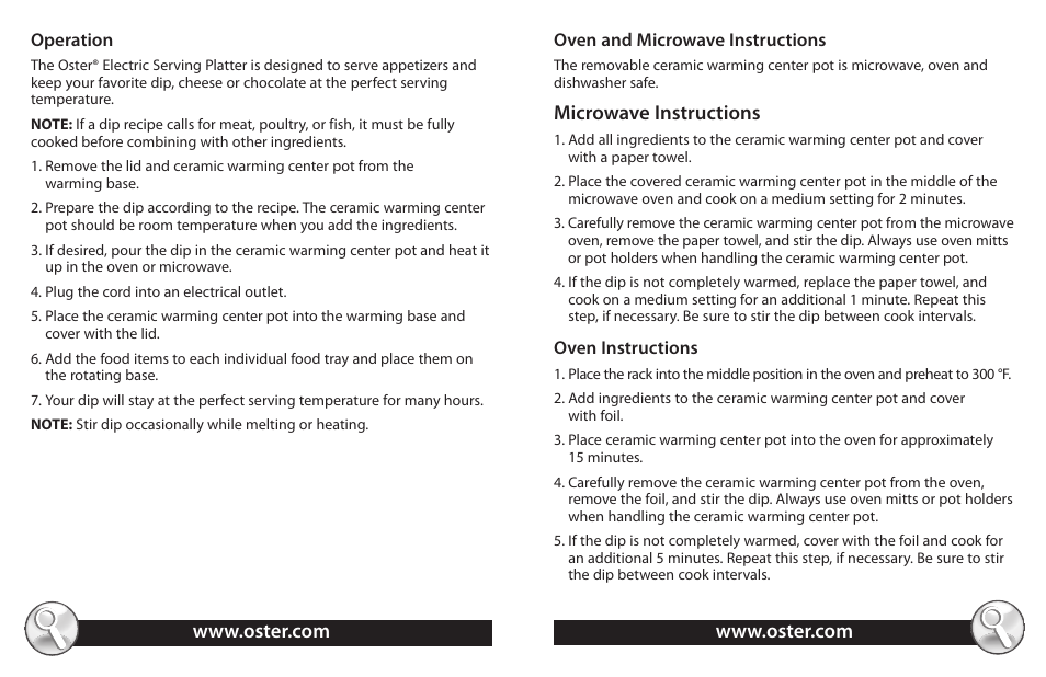 Microwave instructions | Oster TSP100 User Manual | Page 4 / 16