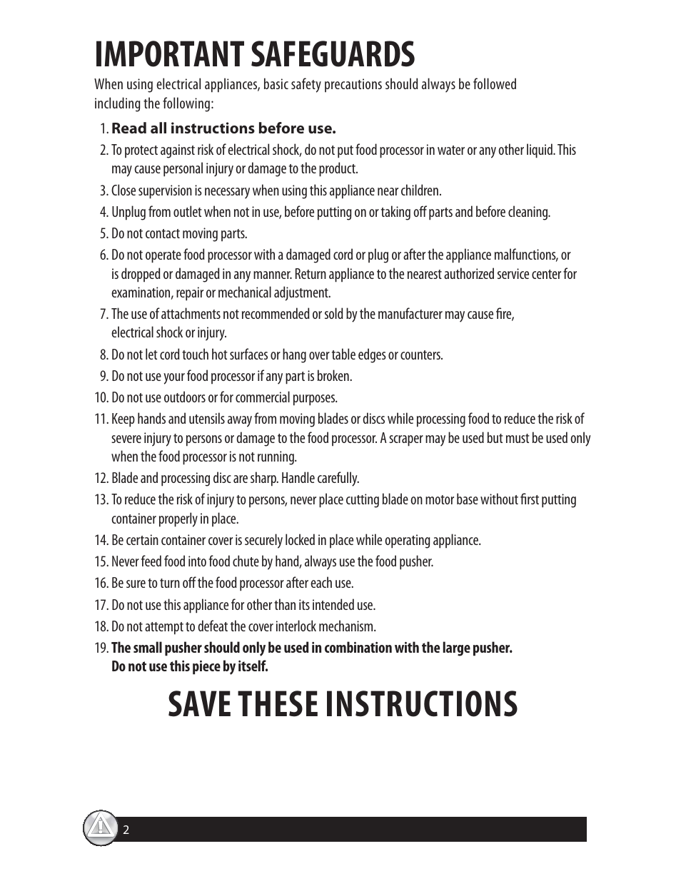 Important safeguards, Save these instructions | Oster 137299 User Manual | Page 2 / 28