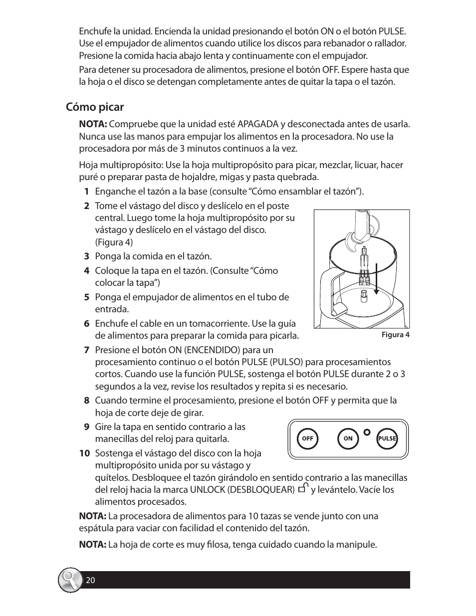 Cómo picar | Oster 137299 User Manual | Page 20 / 28