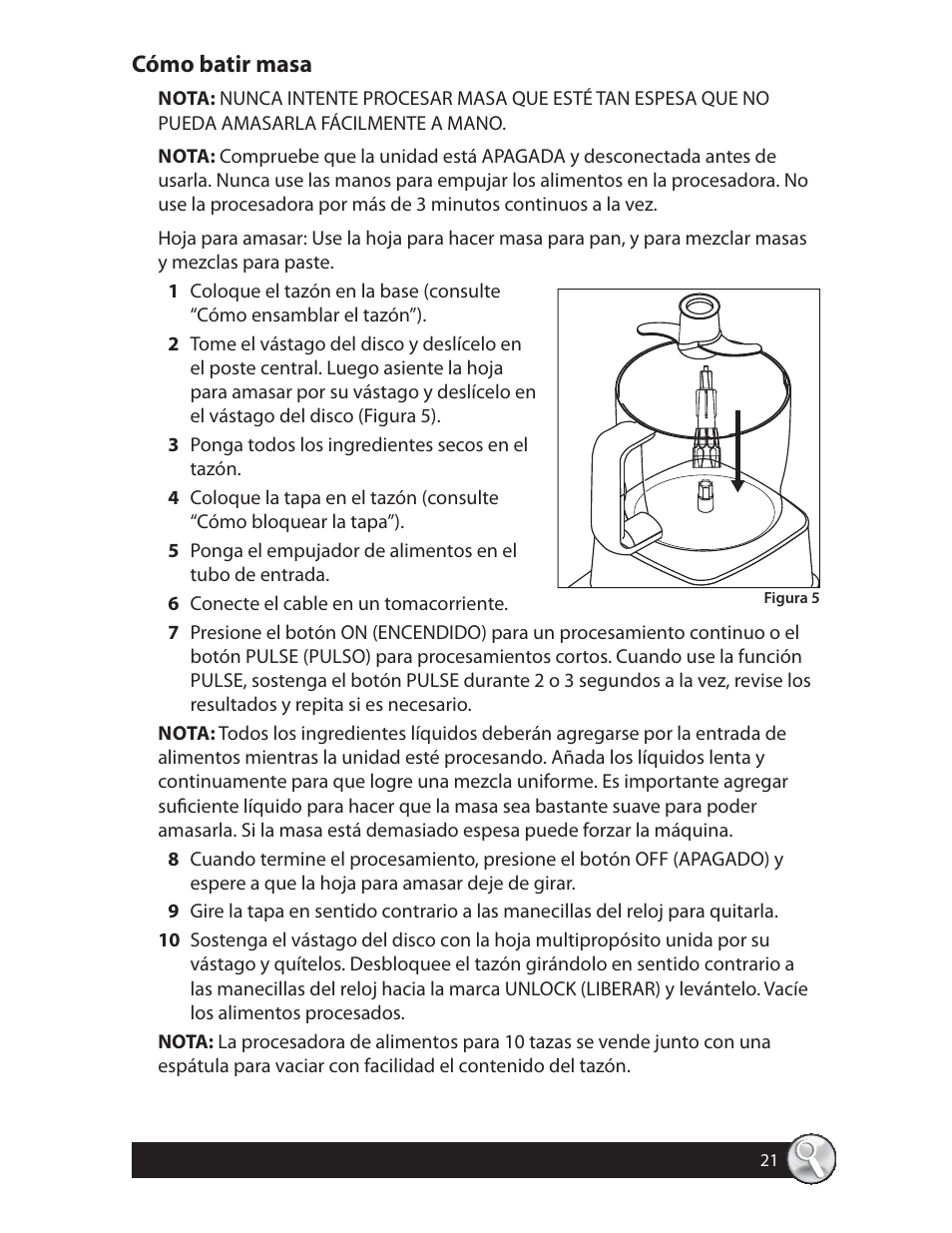 Cómo batir masa | Oster 137299 User Manual | Page 21 / 28