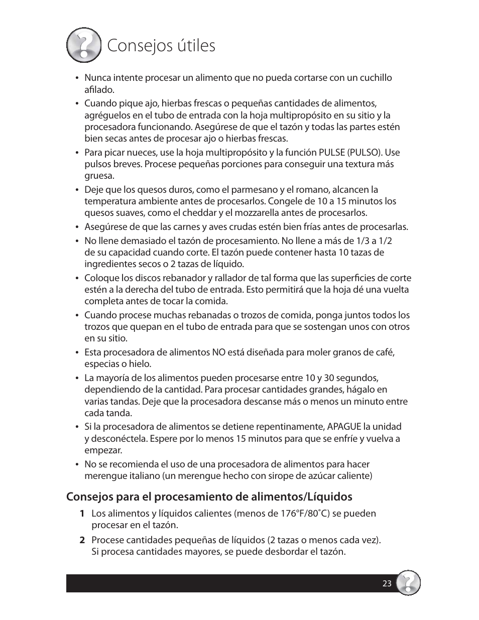 Consejos útiles | Oster 137299 User Manual | Page 23 / 28