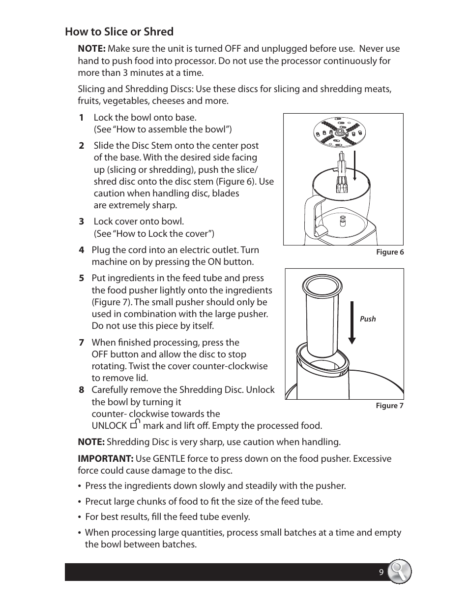 How to slice or shred | Oster 137299 User Manual | Page 9 / 28