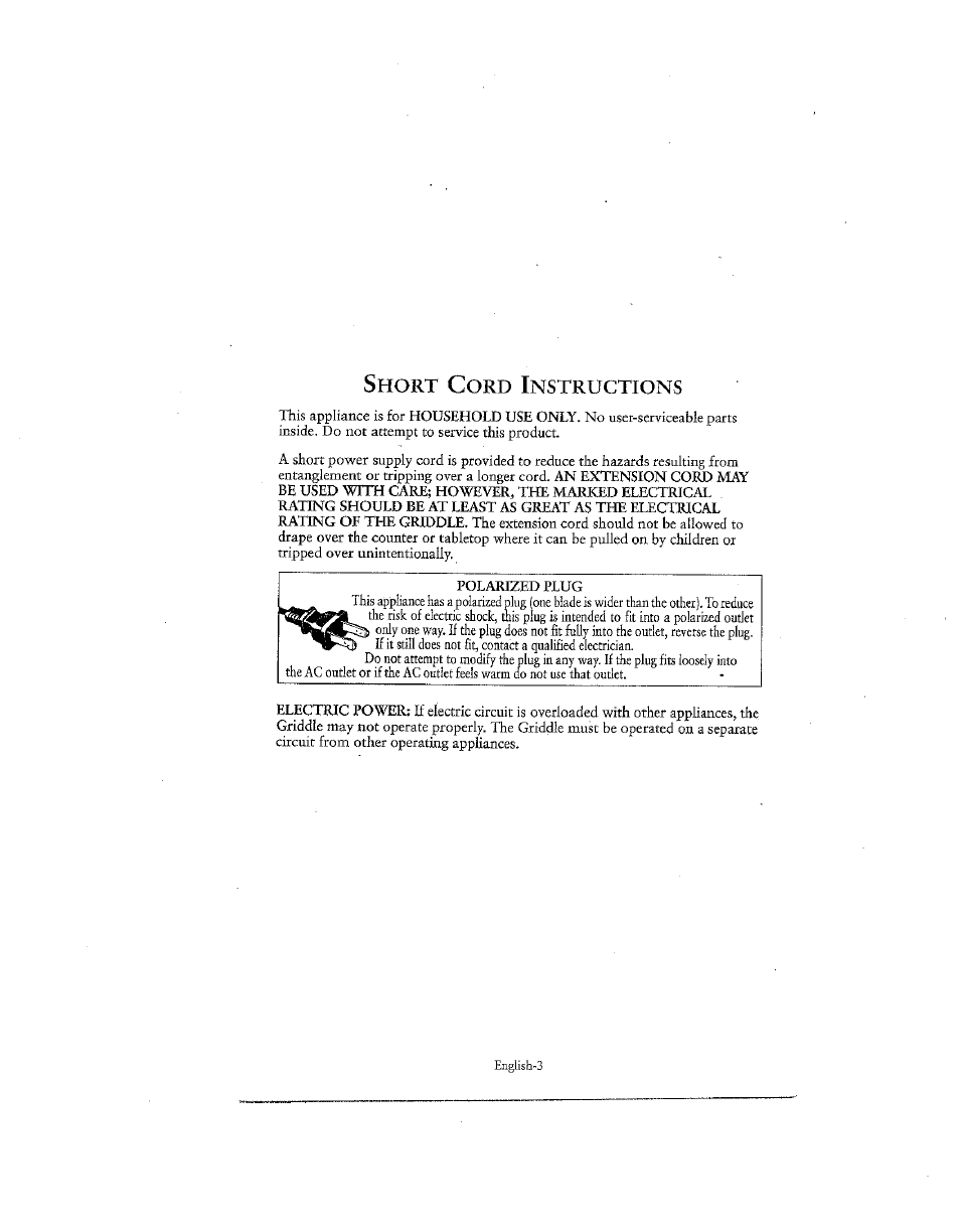 Hort, Nstructions | Oster CKSTGRFM40 User Manual | Page 3 / 9