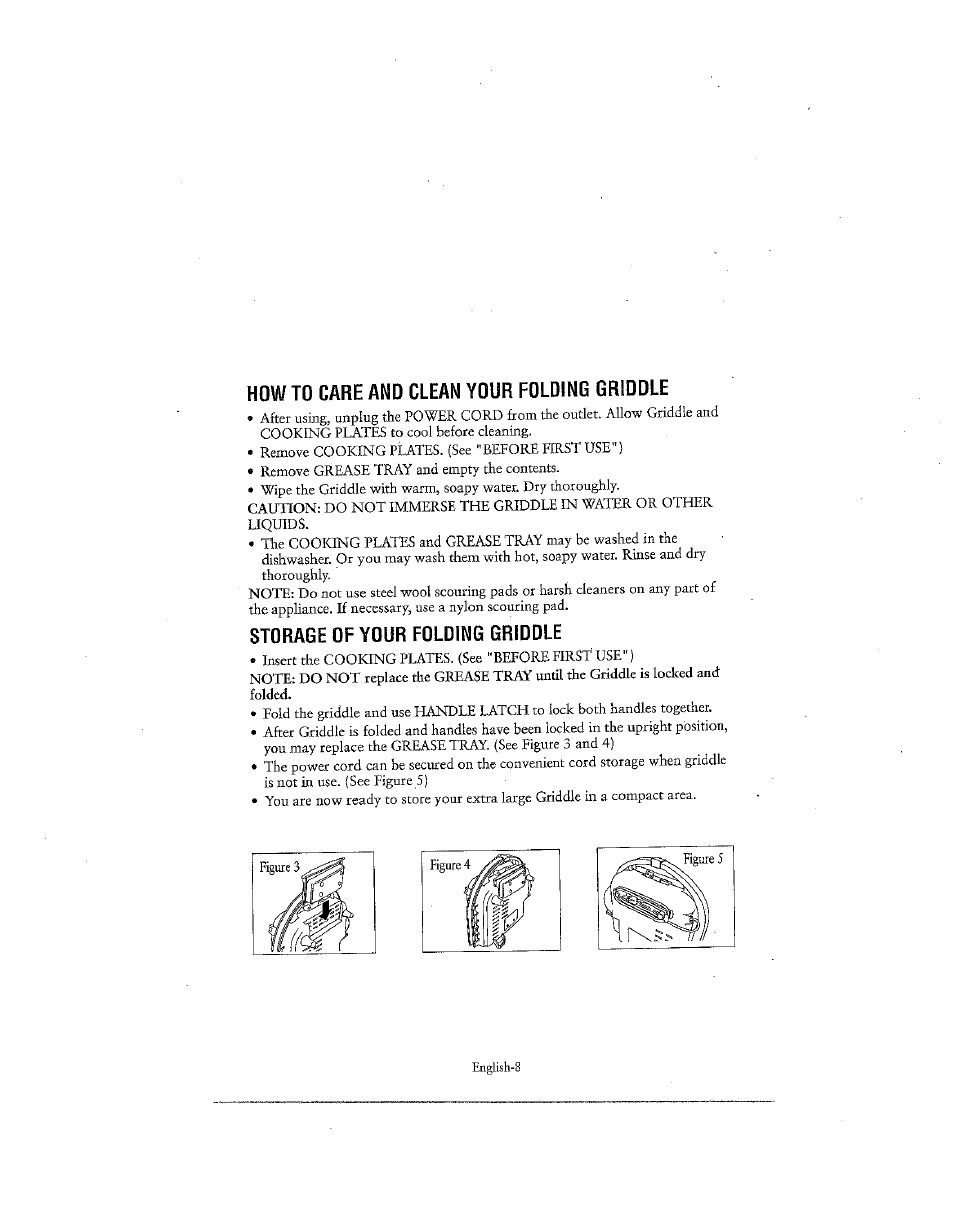 Howto care and clean your folding griddle, Storage of your folding griddle | Oster CKSTGRFM40 User Manual | Page 8 / 9