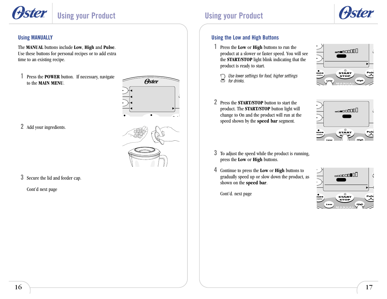 Using your product | Oster IN2ITIVETM 6710 User Manual | Page 11 / 26