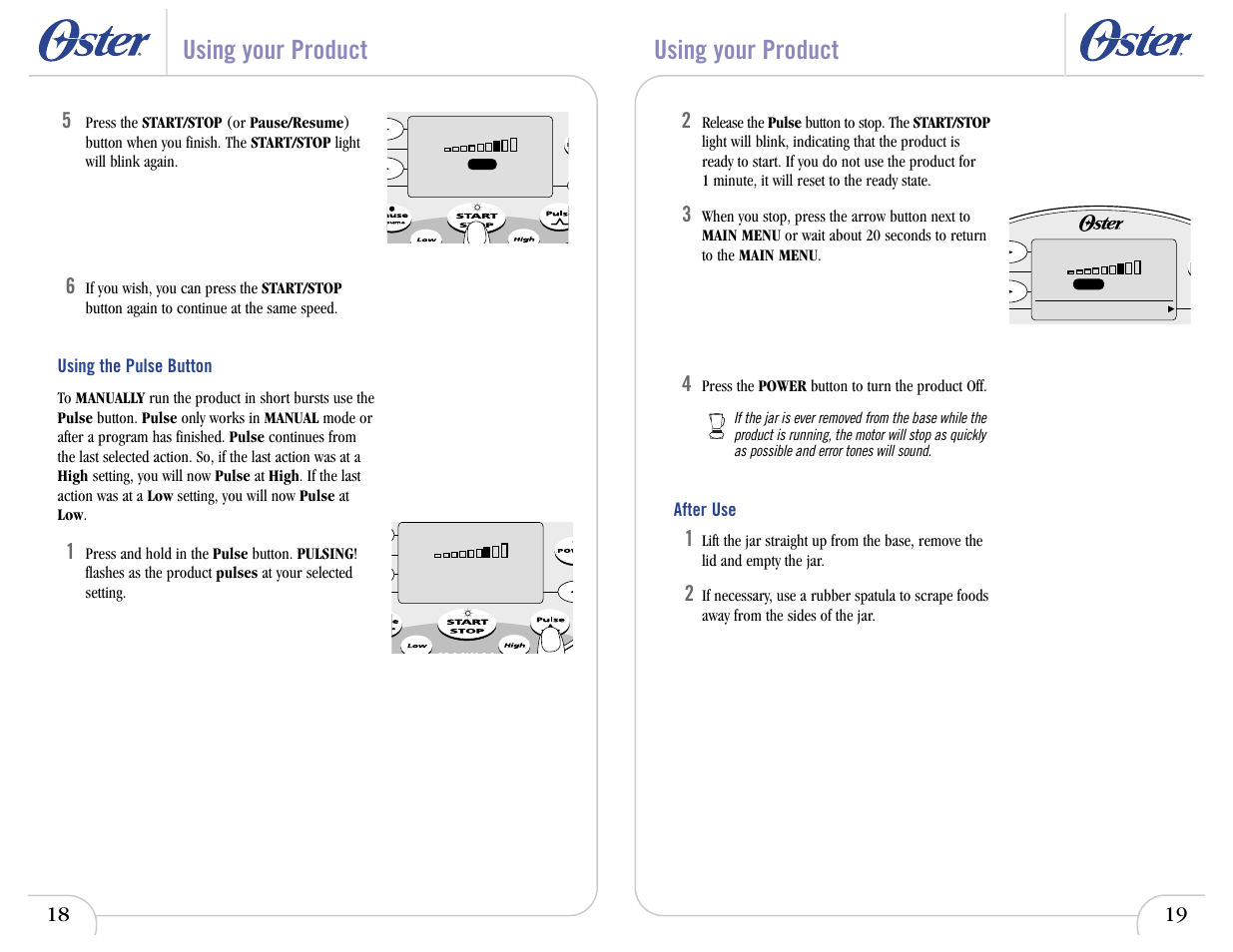 Using your product | Oster IN2ITIVETM 6710 User Manual | Page 12 / 26