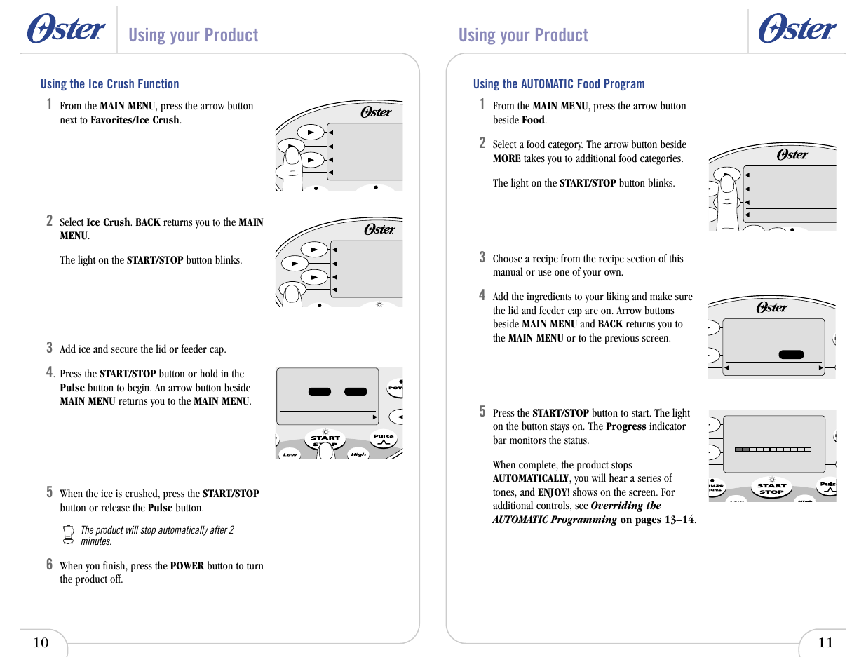 Using your product | Oster IN2ITIVETM 6710 User Manual | Page 8 / 26