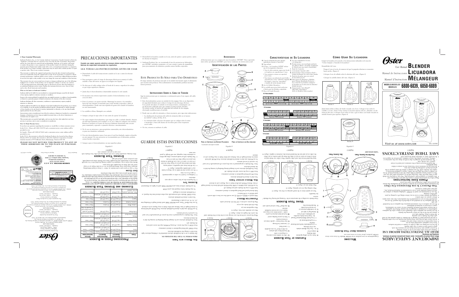 Oster 6800-6839 User Manual | 9 pages