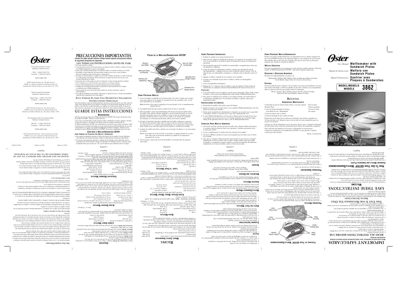 Oster 3862 User Manual | 8 pages