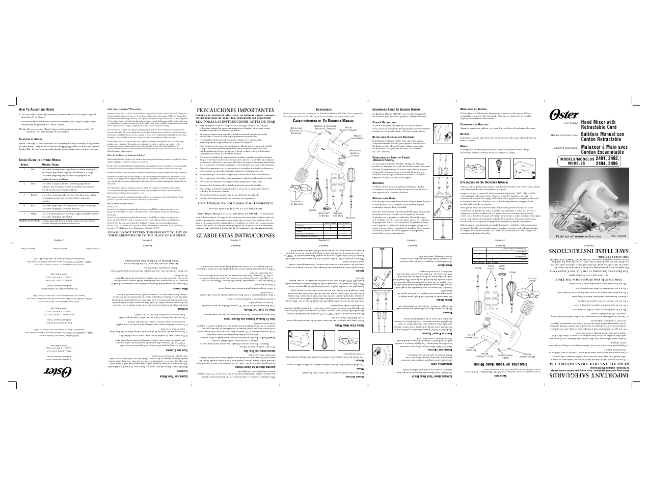 Oster 2492 User Manual | 10 pages