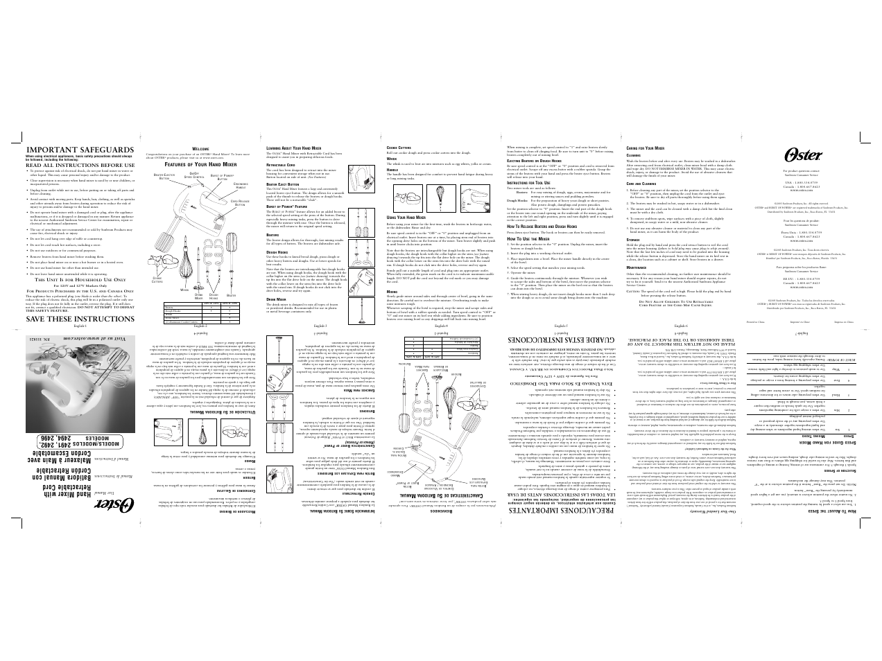 F old, Important safeguards | Oster 2492 User Manual | Page 3 / 10
