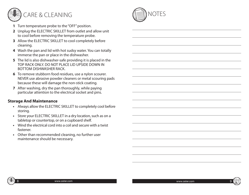 Care & cleaning | Oster CKSTSKFM05 User Manual | Page 5 / 11
