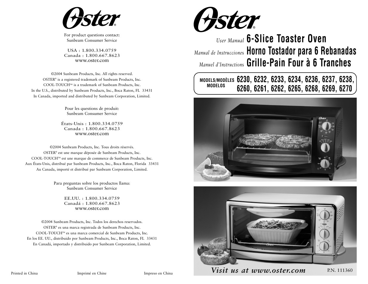 Oster 6230 User Manual | 4 pages