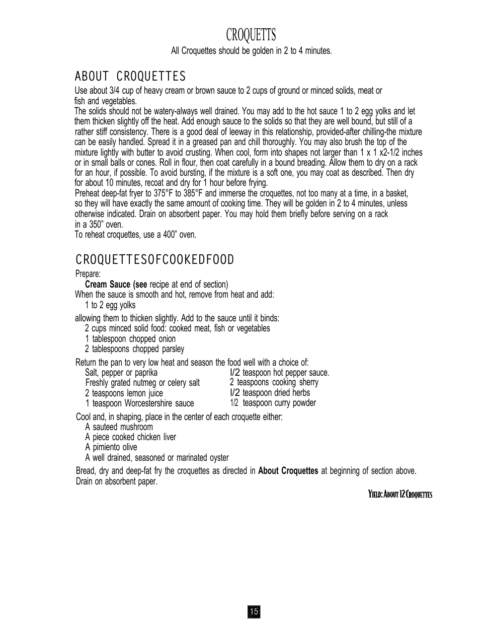 Croquetts, About croquettes, Croquettesofcookedfood | Oster 3246 User Manual | Page 15 / 60