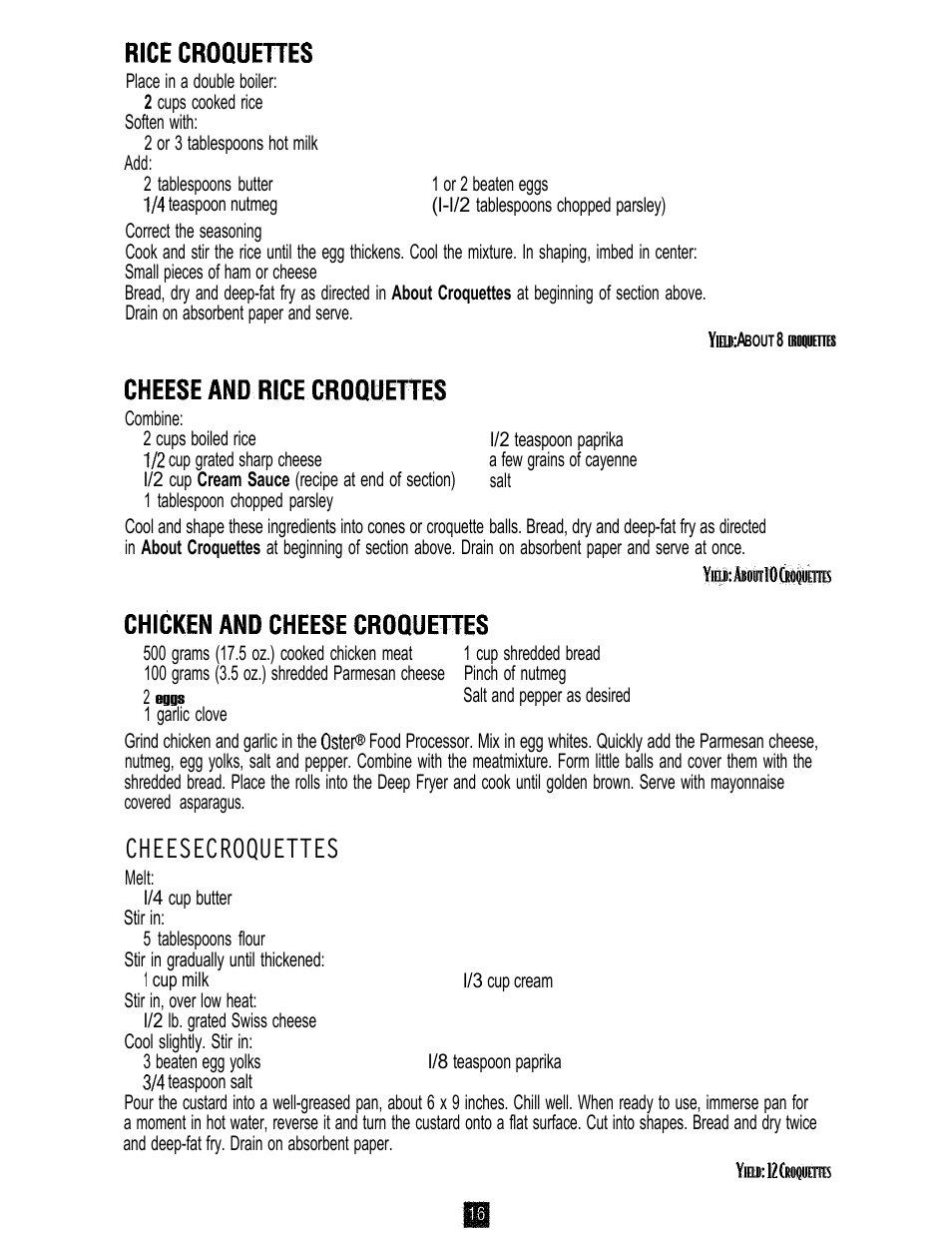 Cheesecroquettes | Oster 3246 User Manual | Page 16 / 60