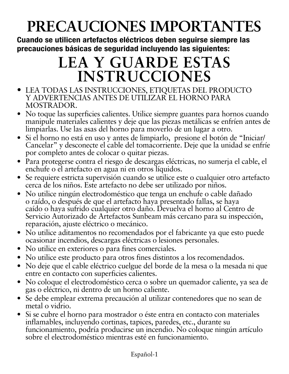 Precauciones importantes, Lea y guarde estas instrucciones | Oster Digital Countertop TSSTTVDFL1 User Manual | Page 23 / 43