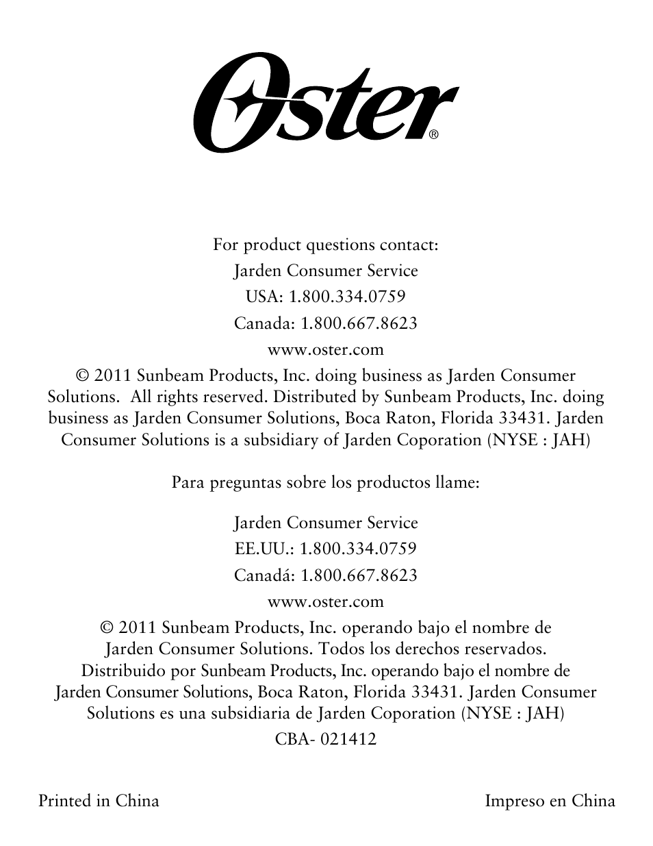 Oster Digital Countertop TSSTTVDFL1 User Manual | Page 43 / 43