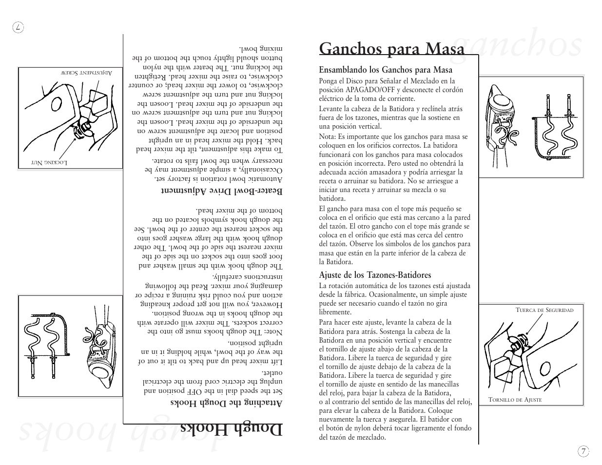 Dough hooks, Ganchos, Ganchos para masa | Oster 2384 User Manual | Page 27 / 40
