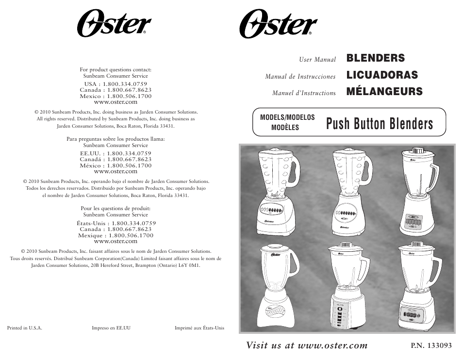 Oster Blender User Manual | 10 pages