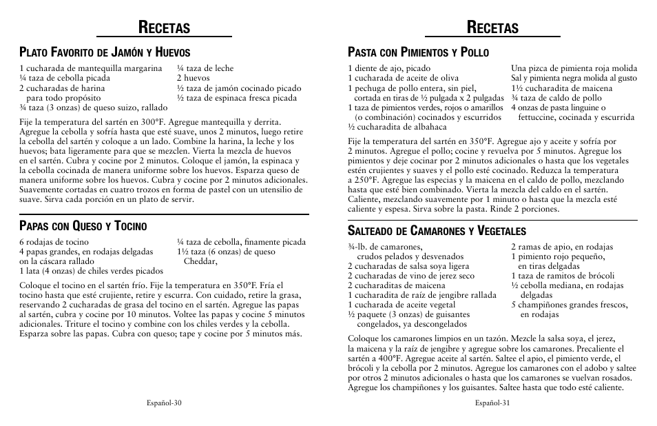 Ecetas | Oster Fryer User Manual | Page 16 / 20