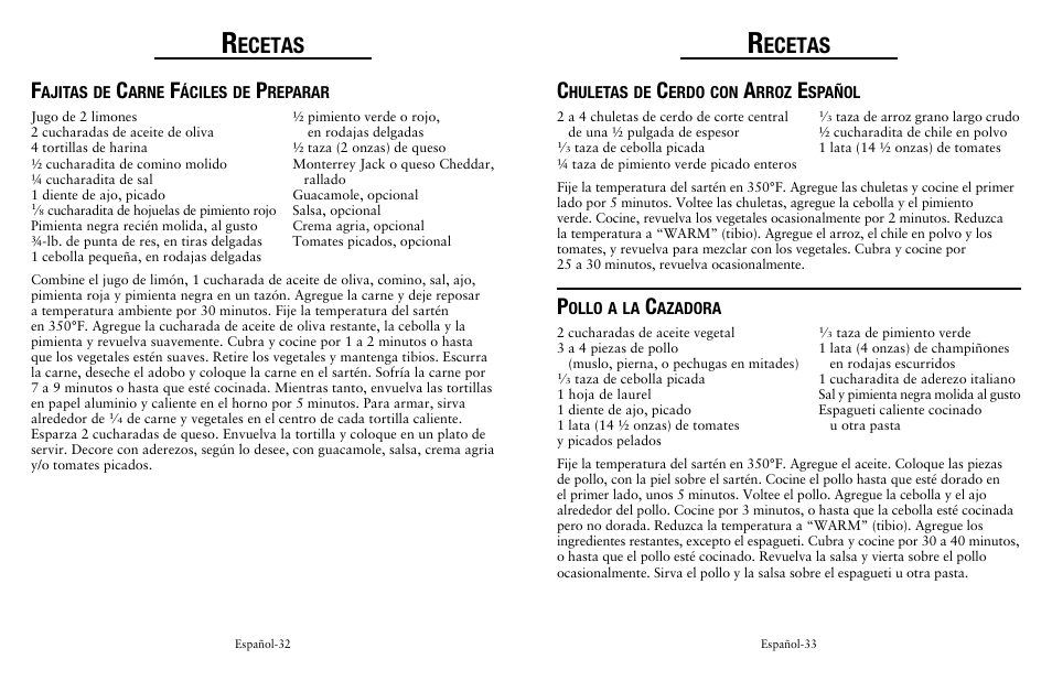 Ecetas | Oster Fryer User Manual | Page 17 / 20