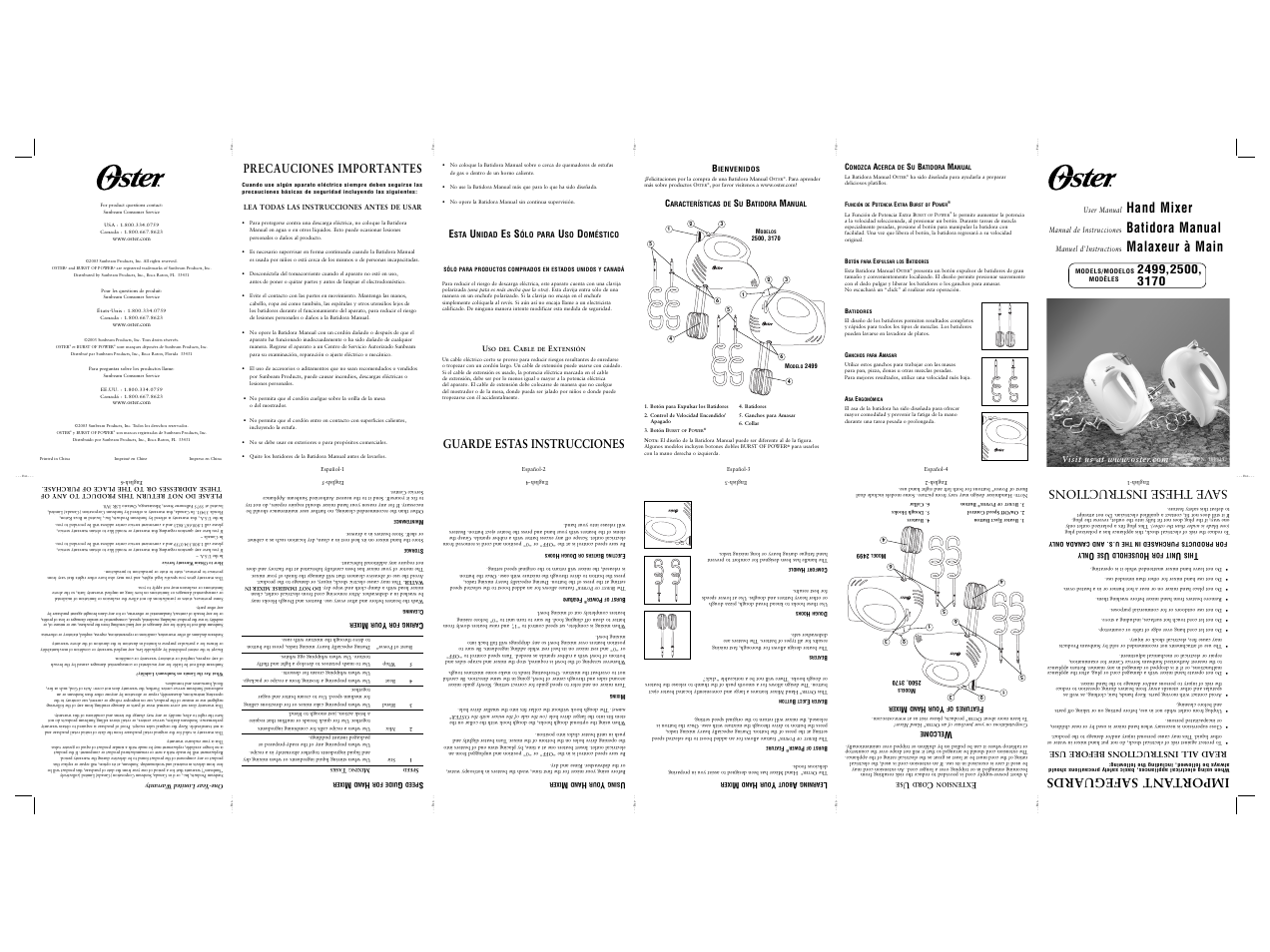 Oster 2499 User Manual | 8 pages