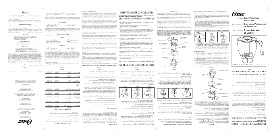 Oster 116534-000-000 User Manual | 2 pages
