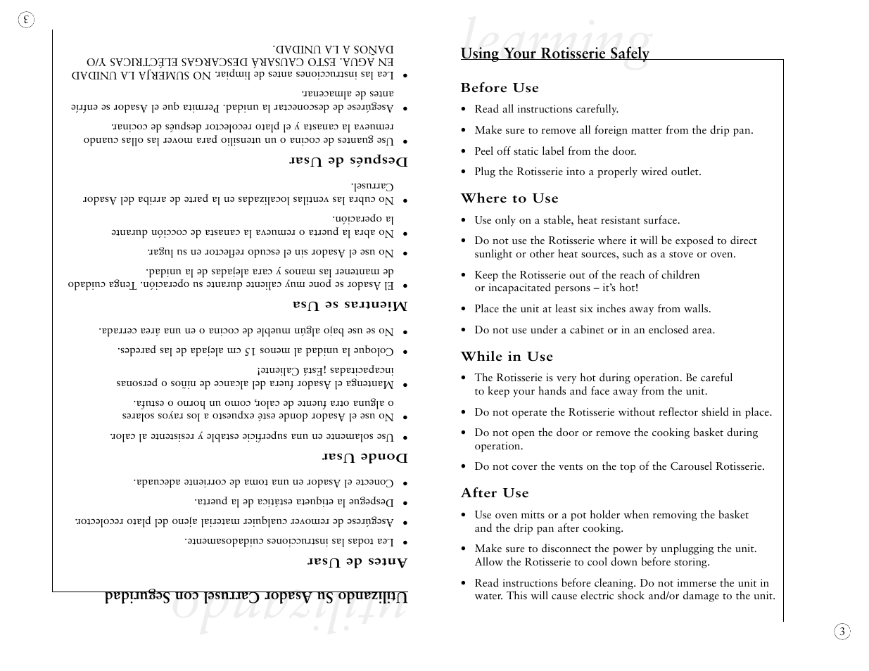 Learning, Utilizando | Oster 4781 User Manual | Page 7 / 27